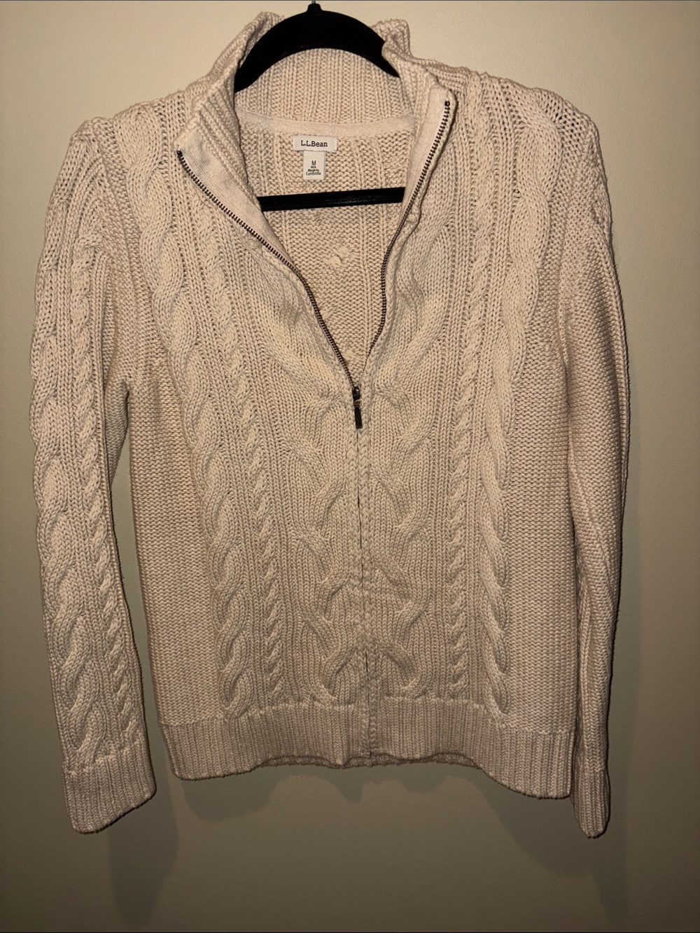 L.L. Bean | Women's Cream Cable-Knit Half-Zip Sweater